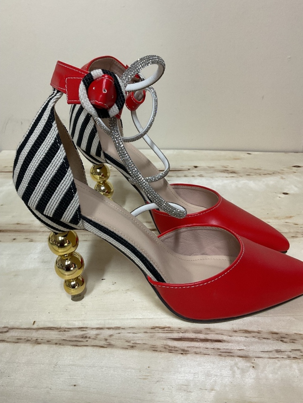 Gold heel sparkle red heels